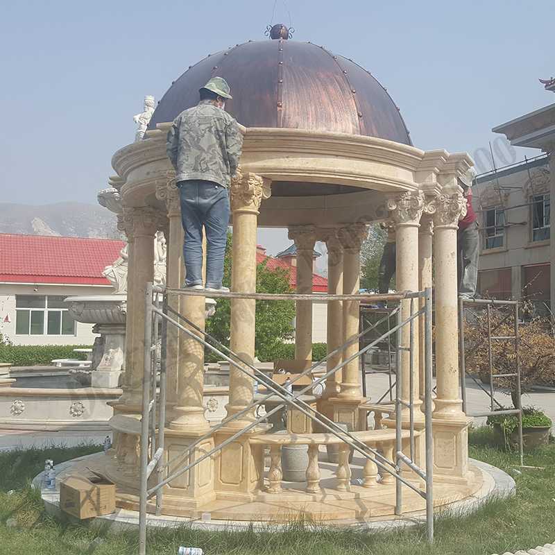 歐式大理石涼亭，石雕柱子亭子，石材景觀涼亭