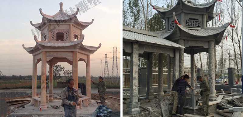 中式大理石涼亭安裝，石雕景觀亭子工廠，中式?jīng)鐾S家