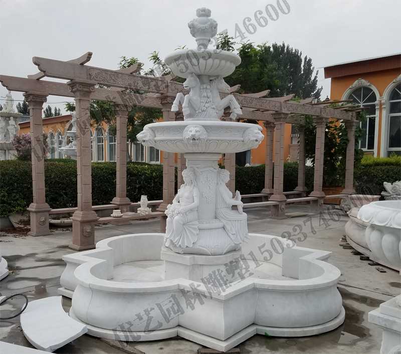 大理石噴泉，歐式人物動(dòng)物噴泉，室外景觀噴泉定制