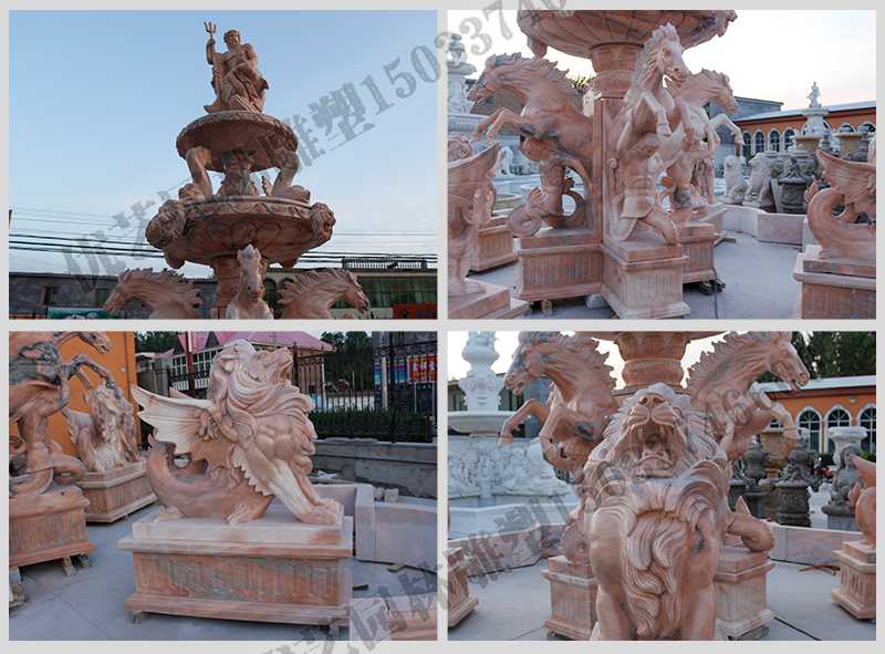 大理石景觀噴泉，石雕噴泉廠家，歐式人物動物噴泉