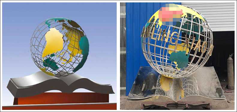 不銹鋼地球，景觀地球雕塑，學(xué)校地球儀擺件