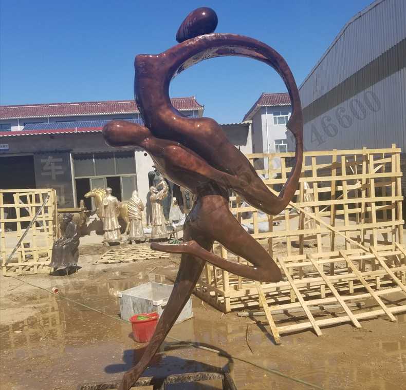 抽象舞蹈人物銅雕塑，銅男女跳舞雕塑，抽象銅人物雕塑
