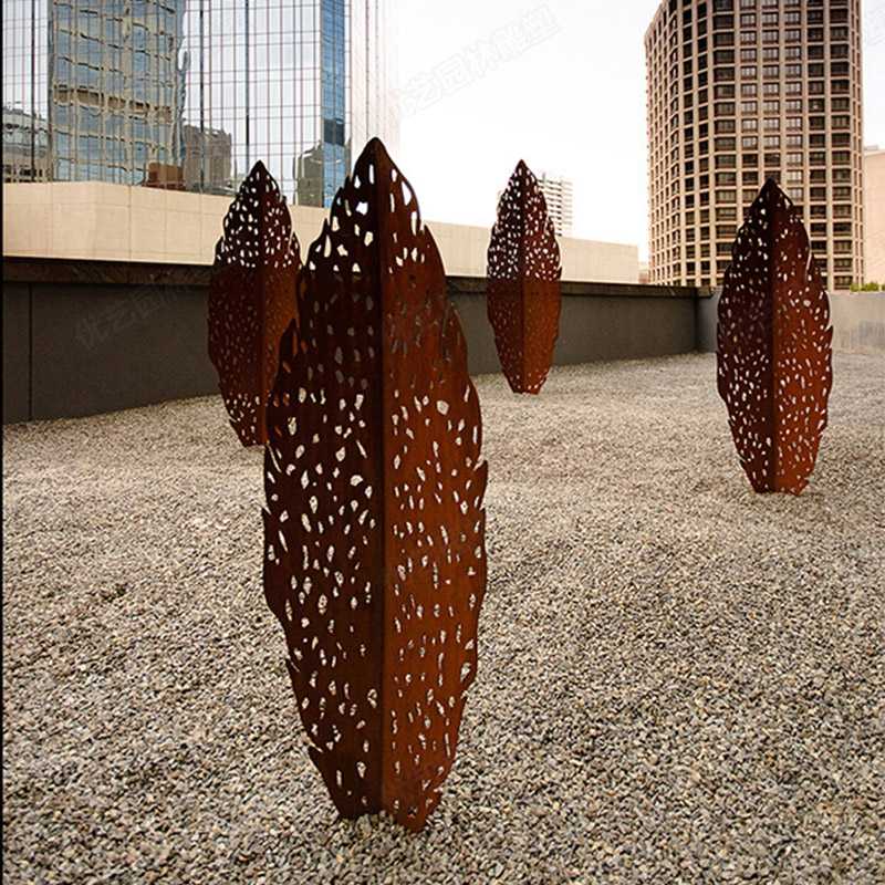 耐候鋼雕塑，耐候鋼樹葉雕塑