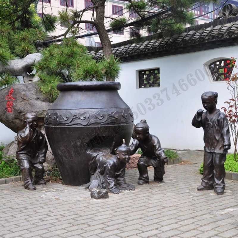 銅小孩雕塑，兒童銅雕塑