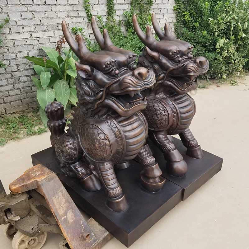 銅麒麟雕塑，銅麒麟擺件，鎮(zhèn)宅風水麒麟