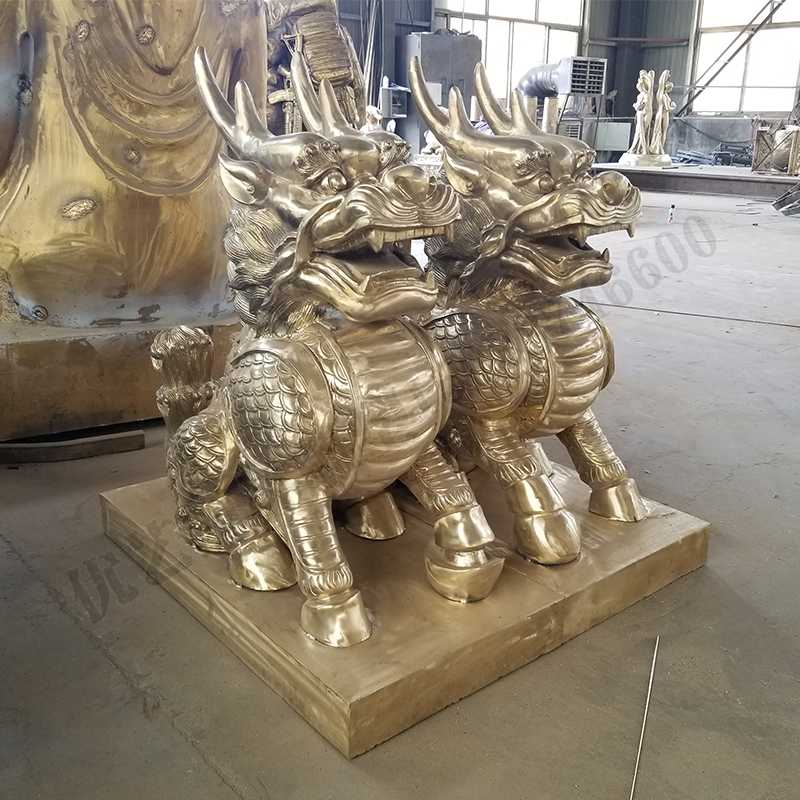 銅麒麟擺件，風水麒麟擺件，傳統(tǒng)麒麟雕塑